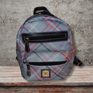 NWOT Gray and plaid mini backpack